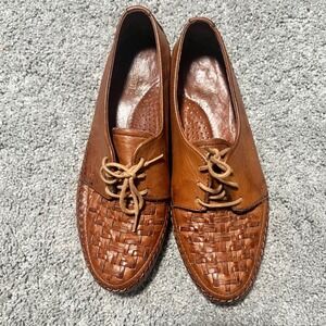 Dexter Classics Mens Brown Woven Leather Oxford Shoes Size 7 M 370370